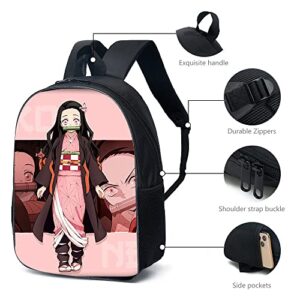 Konbeases Anime Demon Slayer BookBags 3-Pcs Set, Durable Waterproof Multifunction Lightweight Bag, School Backpack for Girls Ladies-Kamado Nezuko F