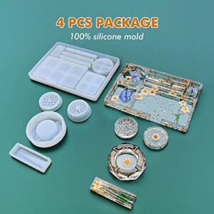 5 PCS Resin Tray Molds and Resin Grinder Mold for Grind and Storage, Large Resin Molds Silicone Molds for Resin, DIY Resin Epoxy Kit