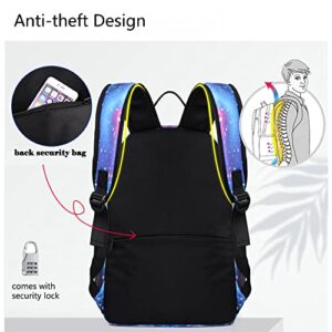 Lmeison Backpack for School Girls Boys, Bookbags for Teen Boys, Anime Cartoon Luminous Backpack with USB Charging Port, Cool Anime Backpack