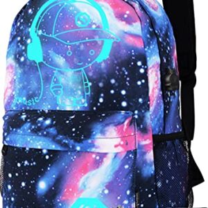 Lmeison Backpack for School Girls Boys, Bookbags for Teen Boys, Anime Cartoon Luminous Backpack with USB Charging Port, Cool Anime Backpack