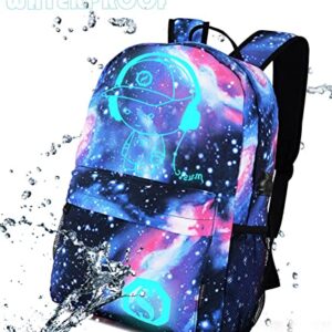 Lmeison Backpack for School Girls Boys, Bookbags for Teen Boys, Anime Cartoon Luminous Backpack with USB Charging Port, Cool Anime Backpack