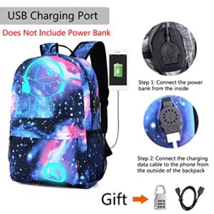 Lmeison Backpack for School Girls Boys, Bookbags for Teen Boys, Anime Cartoon Luminous Backpack with USB Charging Port, Cool Anime Backpack