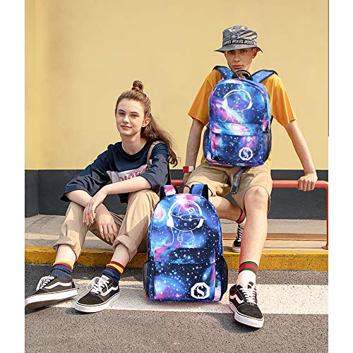 Lmeison Backpack for School Girls Boys, Bookbags for Teen Boys, Anime Cartoon Luminous Backpack with USB Charging Port, Cool Anime Backpack