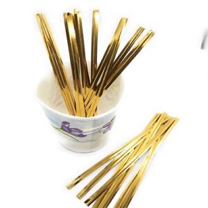 weststone 100pcs 4″ gold metallic twist ties foil twist ties for cello bags treat bags in birthday party wedding party