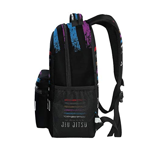 Backpack with Cool Belts Of Jiu Jitsu BJJ Print, School College Travel Bags Halloween Christmas Gifts for Boys Girls