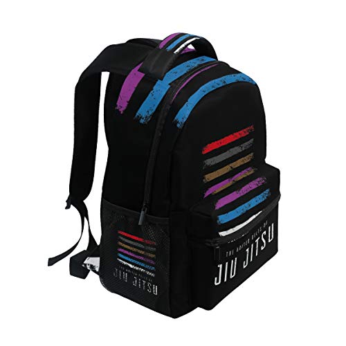Backpack with Cool Belts Of Jiu Jitsu BJJ Print, School College Travel Bags Halloween Christmas Gifts for Boys Girls