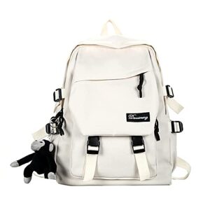casual lightweight backpack for men women laptop rucksack college school bag travel durable daypack for high school teens (white)