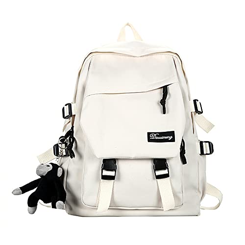 Casual Lightweight Backpack for Men Women Laptop Rucksack College School Bag Travel Durable Daypack for High School Teens (White)