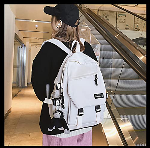 Casual Lightweight Backpack for Men Women Laptop Rucksack College School Bag Travel Durable Daypack for High School Teens (White)