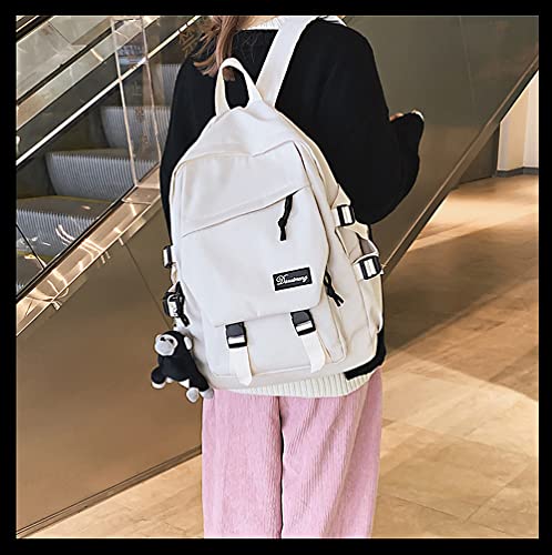 Casual Lightweight Backpack for Men Women Laptop Rucksack College School Bag Travel Durable Daypack for High School Teens (White)