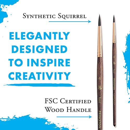 Princeton Artist Brush Neptune, Brushes for Watercolor Series 4750, Round Synthetic Squirrel, Size 4