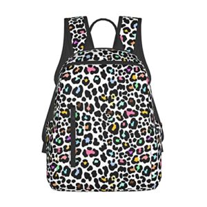 cute rainbow leopard print backpack 14.7 inch lightweight, business laptop shoulders backpack travel hiking daypack gift for men women