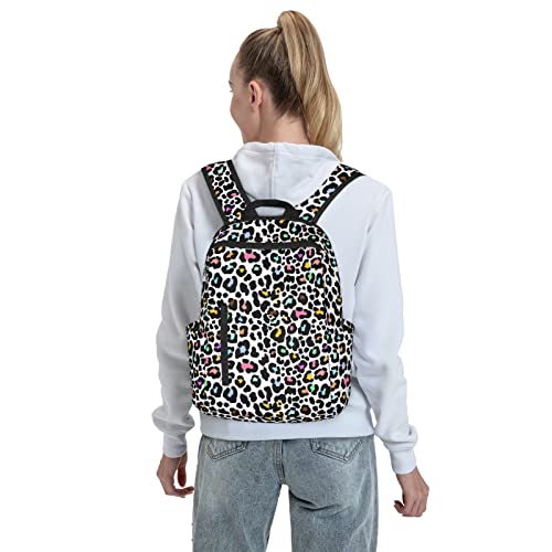 Cute Rainbow Leopard Print Backpack 14.7 Inch Lightweight, Business Laptop Shoulders Backpack Travel Hiking Daypack Gift for Men Women