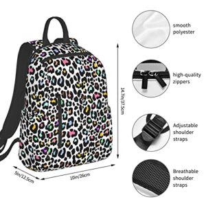 Cute Rainbow Leopard Print Backpack 14.7 Inch Lightweight, Business Laptop Shoulders Backpack Travel Hiking Daypack Gift for Men Women