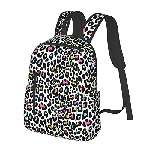 Cute Rainbow Leopard Print Backpack 14.7 Inch Lightweight, Business Laptop Shoulders Backpack Travel Hiking Daypack Gift for Men Women