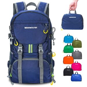 werewolves lightweight waterproof foldable small backpack – water resistant hiking daypack for outdoor camping travel (20l, navyblue)