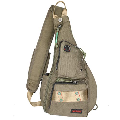 Larswon Sling Backpack, Sling Bag, Crossbody bag for Women Small Backpack Men Backpacks for Small Laptop Tablets Army Green