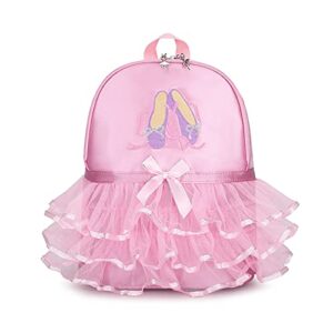 yitengteng princess ballerina backpack dance bag for toddler girls nylon backpack (pink dance shoes)