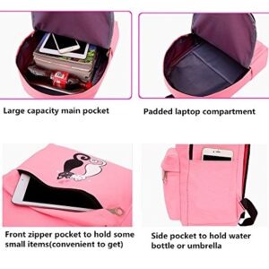 4Pcs Cute Cat Prints Canvas Primary School Bag Rucksack Backpack Set for Girls Elementary Bookbag