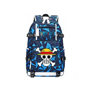anime one piece character logo printing luffy backpack with usb charging port large capacity fashion laptop backpack (k3-1)