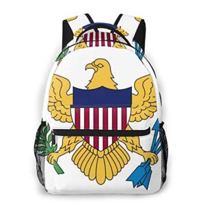 back to school gift – camping outdoor backpack gym outdoor hiking bag big capacity daypack flag of the united states virgin islands white college school bookbag for women men