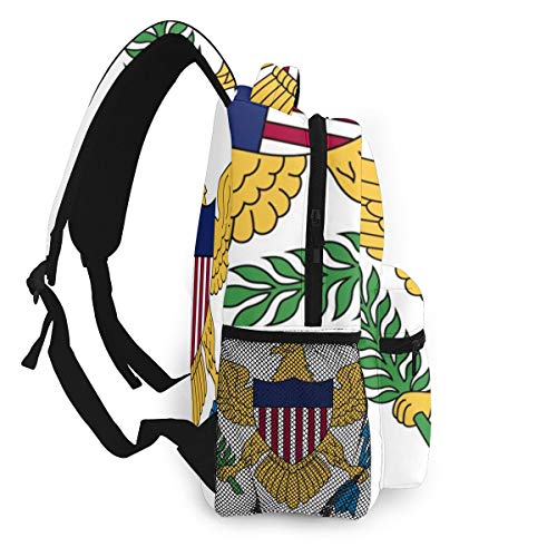 Back To School Gift - Camping Outdoor Backpack Gym Outdoor Hiking Bag Big Capacity Daypack Flag Of The United States Virgin Islands White College School Bookbag for Women Men