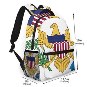 Back To School Gift - Camping Outdoor Backpack Gym Outdoor Hiking Bag Big Capacity Daypack Flag Of The United States Virgin Islands White College School Bookbag for Women Men