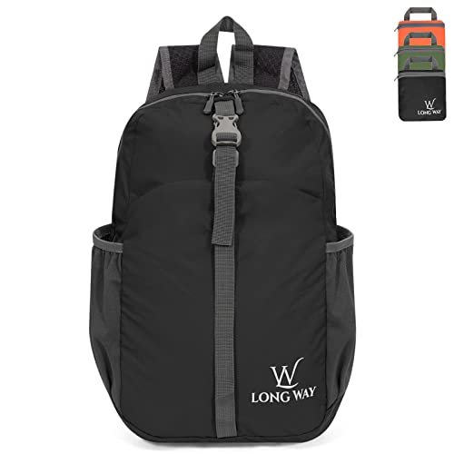 Long Way 12L Lightweight Packable Hiking Backpack Water Resistant Foldable Travel Camping Daypack Black