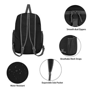 Long Way 12L Lightweight Packable Hiking Backpack Water Resistant Foldable Travel Camping Daypack Black