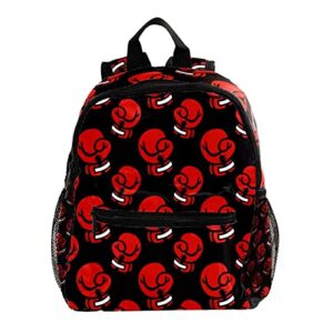 red boxing gloves pattern black cute fashion mini backpack pack bag