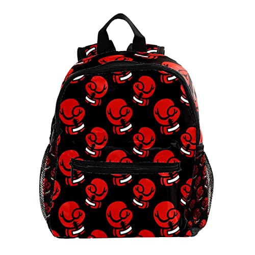 Red Boxing Gloves Pattern Black Cute Fashion Mini Backpack Pack Bag