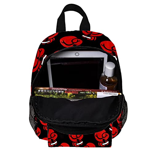 Red Boxing Gloves Pattern Black Cute Fashion Mini Backpack Pack Bag