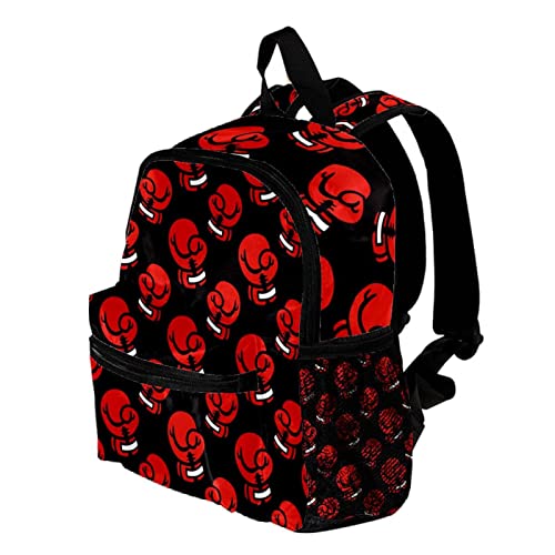 Red Boxing Gloves Pattern Black Cute Fashion Mini Backpack Pack Bag