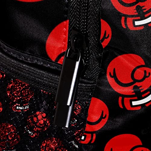 Red Boxing Gloves Pattern Black Cute Fashion Mini Backpack Pack Bag