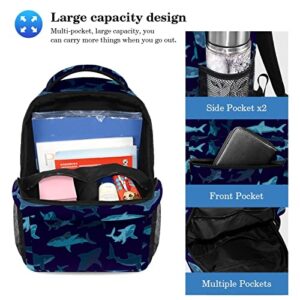 Sharks Sea Ocean School Backpack Bags Set Bookbags Teen Girls Boys Daypack with Pencil Case for Elementary Preschool