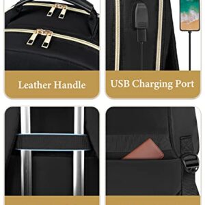 17 Inch Laptop Backpack Women, TSA Large Travel Computer Bag with USB Charging Port, Water Resisatnt Anti-Theft Work Business College School Bookbag, Fashion Crocodile Tote Purse for Girls, Nurse