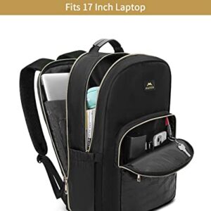 17 Inch Laptop Backpack Women, TSA Large Travel Computer Bag with USB Charging Port, Water Resisatnt Anti-Theft Work Business College School Bookbag, Fashion Crocodile Tote Purse for Girls, Nurse