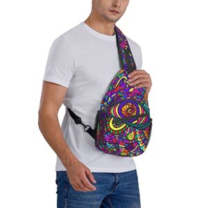 ROSIHODE Trippy Art Sling Bag, Fashion Crossbody Backpack Shoulder Bag Chest Bag for Men Women Outdoor Cycling Hiking Travel
