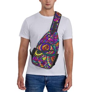 ROSIHODE Trippy Art Sling Bag, Fashion Crossbody Backpack Shoulder Bag Chest Bag for Men Women Outdoor Cycling Hiking Travel