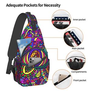 ROSIHODE Trippy Art Sling Bag, Fashion Crossbody Backpack Shoulder Bag Chest Bag for Men Women Outdoor Cycling Hiking Travel