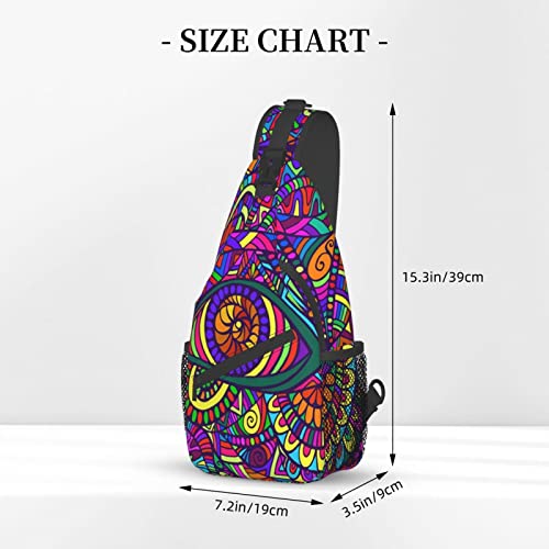 ROSIHODE Trippy Art Sling Bag, Fashion Crossbody Backpack Shoulder Bag Chest Bag for Men Women Outdoor Cycling Hiking Travel