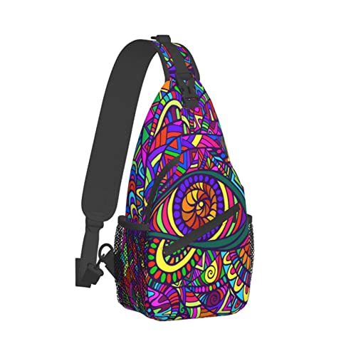 ROSIHODE Trippy Art Sling Bag, Fashion Crossbody Backpack Shoulder Bag Chest Bag for Men Women Outdoor Cycling Hiking Travel