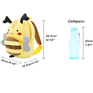 Toddler Backpack Neoprene 3D Animal Backpack Kids Animal Cartoon Casual Bags Water Resistance Kindergarten Preschool Bag (Bee)