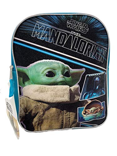 Fast Forward Star Wars"The Child" Baby Yoda 11" Plain Front Mini Backpack, Black, Small