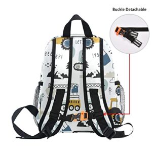 Kids Backpack for boys Childish Truck Excavator Toddler Bags Children Preschool Kindergarten Small Chest Strap 3-8 Years Old