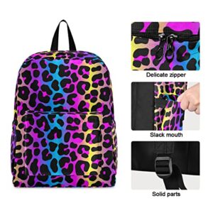 Backpack Travel Rucksack, Leopard Print Cheetah Neon Gradient Lightweight School Bag for Students Teens Girls Boys