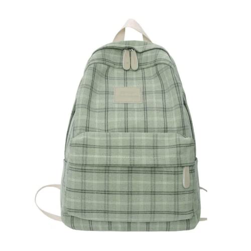 Light Academia Aesthetic Backpack Plaid Preppy Backpack Back to School Backpack Supplies (Sage Green)