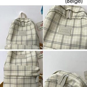 Light Academia Aesthetic Backpack Plaid Preppy Backpack Back to School Backpack Supplies (Sage Green)