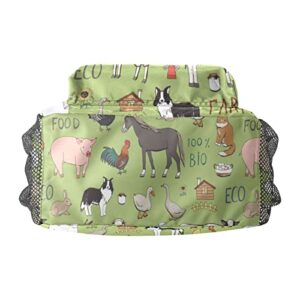Grandkli Farm Animal Green Personalized Kids Toddler Backpack for Boys Girls ,Custom Mini School Backpack Bags Kindergarten 10inch L x 4inch W x 12inch H