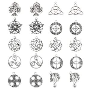 sunnyclue 20pcs celtic knot charms pagan charms pendants antique silver charms diy jewelry making bracelets necklace for beginners adults